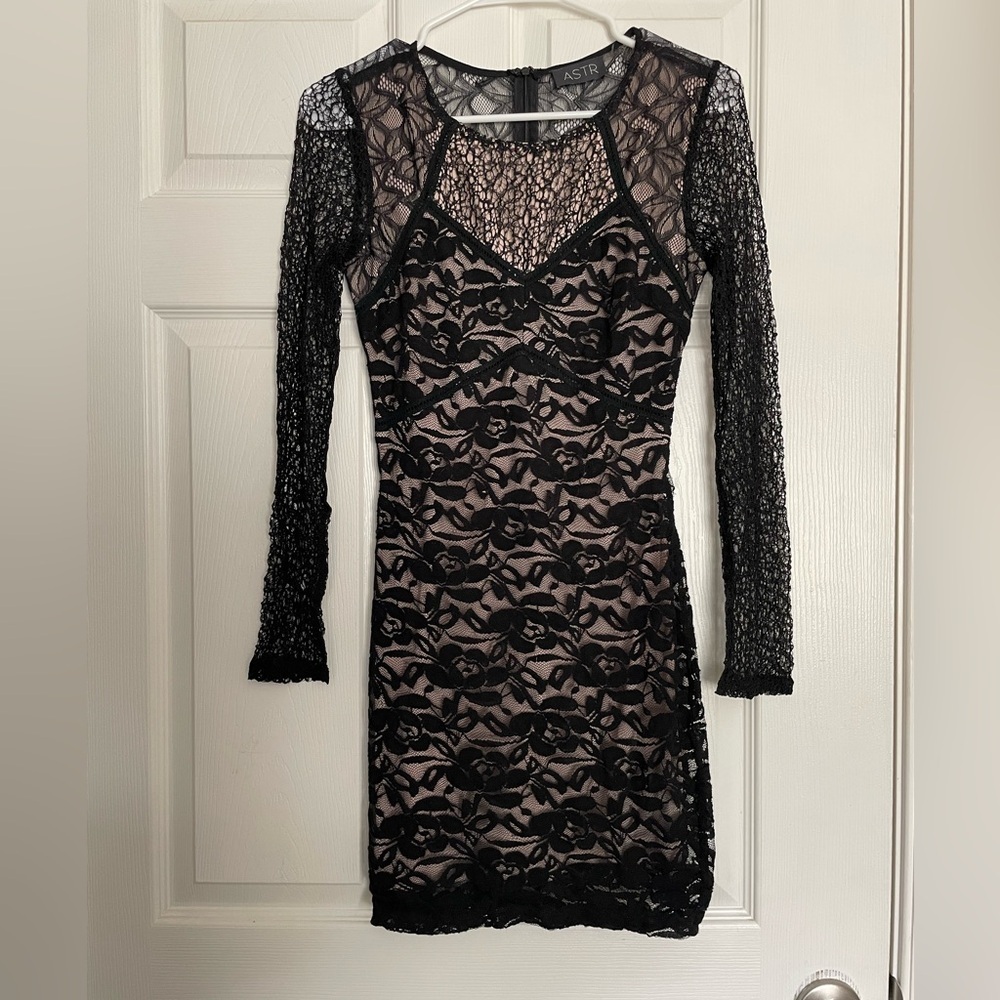 ASTR Black Lace Long Sleeve Dress size small